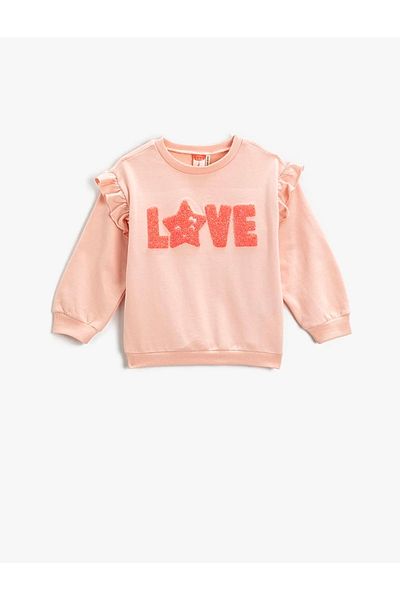 Koton Baby Girl Plush Detailed Crew Neck Raised Ruffle Sweatshirt 3smg10006ak