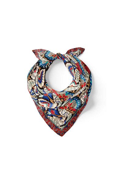 Bursa İpek Black Ecru Peacock Pattern Silk Handkerchief