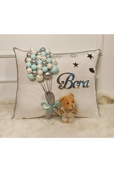 şatafat design Bebek Takı Yastığı Unisex Mint Yeşili Gümüş