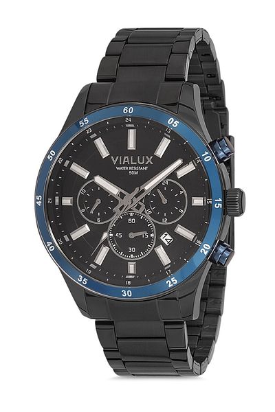 Vialux Men's Black Wristwatch Vx559b-04ss