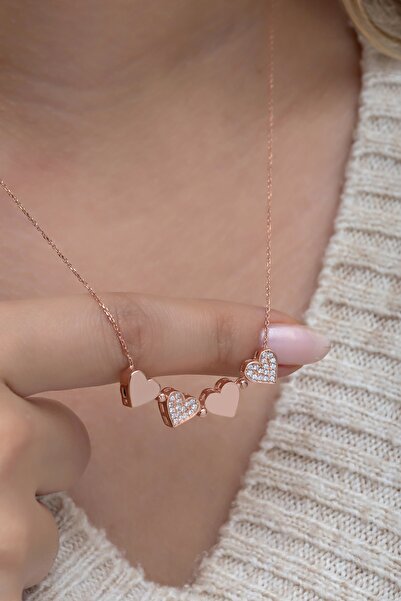 Nereze 925 Ayar Gümüş Mıknatıslı Ayrılabilir Rose Yonca Kolye