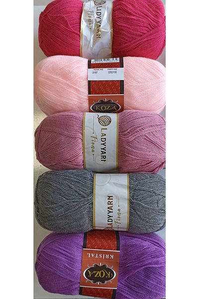hobim42 Koza Lady Yarn Lif Crystal Yarn Set 5 Yumak Θα σταλεί ίδιο χρώμα και μάρκες όπως στην εικόνα