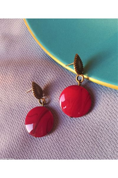 dela otantik Red Color Glass Stone Authentic Bohemian Dangle Women's EarringsHandmade Bijouterie Gift Jewelry