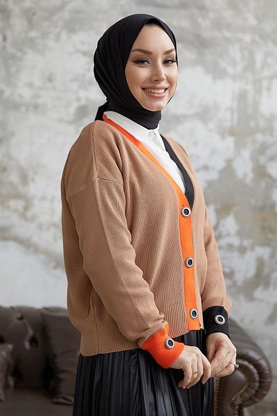 InStyle Velya Short Knitwear Cardigan - Μπεζ