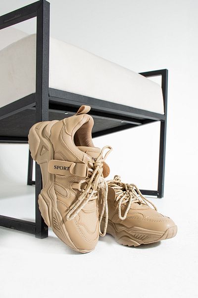 İnan Ayakkabı Women's Beige Lace-up Sneakers