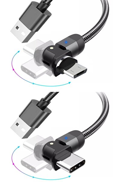 JUDAS J4 180 Derece Micro Usb 5a/100w J4 Type-c 5a/100w Şarj Ve Data Kablosu -2mt