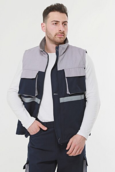 Uniprom Iş Yeleği Astarlı Kışlık 7-7 Kumaş 5 Cepli Lacivert Erkek