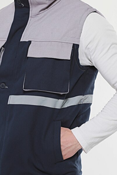 Uniprom Iş Yeleği Astarlı Kışlık 7-7 Kumaş 5 Cepli Lacivert Erkek