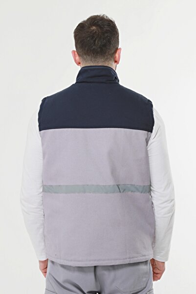 Uniprom Iş Yeleği Astarlı Kışlık 7-7 Kumaş 5 Cepli Gri Erkek