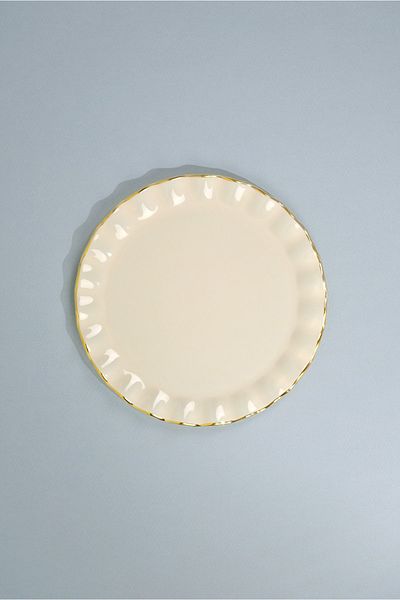 Glore Solid Cream Wavy Cake Set for 6 Persons 21cm