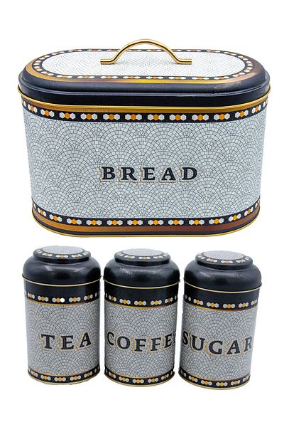 EVLE Erb02u1 Oval Bread Box Set of 4, Mosaic