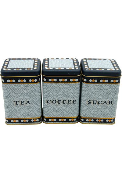 EVLE Erb09u1 Square Storage Container 105x105x160 Set of 3, Mosaic