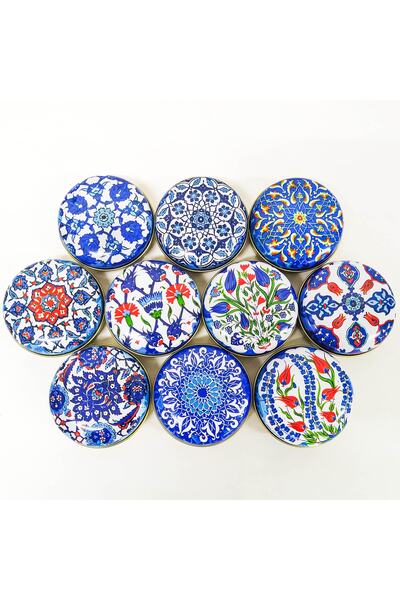 ayyagift Çini Desenli Metal Kutu 7,3x3,5cm 10 Adet