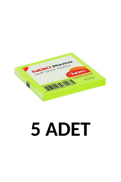 Noki 5 Pieces Postit 75mm X75mm Adhesive Paper 80 Sheets Green