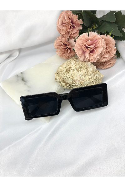 Di Caprio Valve Rectangle Vintage-retro Black Women's Sunglasses