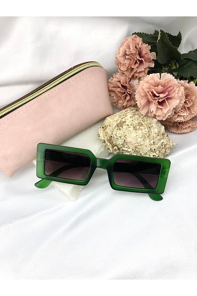 Di Caprio Valve Rectangle Vintage-retro Green Women's Sunglasses
