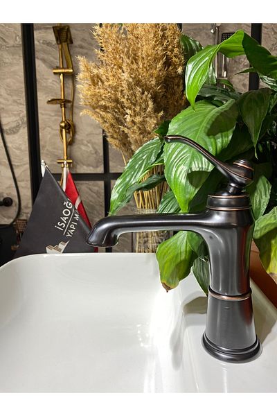 İSAOĞLU YAPI Black Sink Faucet Vintage Sink Faucet Matte Black Bathroom Faucet Country Design