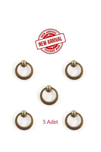 ARON ( 5 Adet ) Metax Yiğit Halka Sarkaç Kulp Antik Sarı Tv Ünite Komidin Kon...