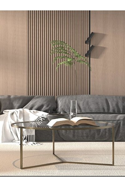 Evka Lane Orta Sehpa Eskitme Pirinç, Cam Orta Sehpa, Yuvarlak Orta Sehpa