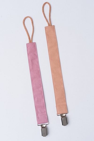 MyVera Dried Rose - Mink Pacifier Strap Set - Pacifier Chain Set of 2 - 100% Cotton Fabric