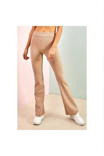 manolyabutik Plus Size Women's Ribbed Spanish Leg Tights