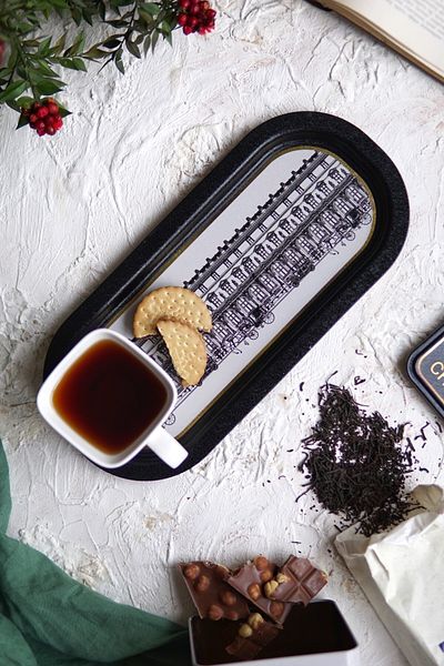 EVLE Ee168-t9 City Patterned Oval Tray 16x35 Cm