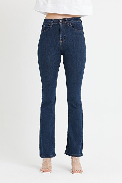 byhaziran butik Lassa Special Design High Waist Flared Leg Lycra Soft Jeans,