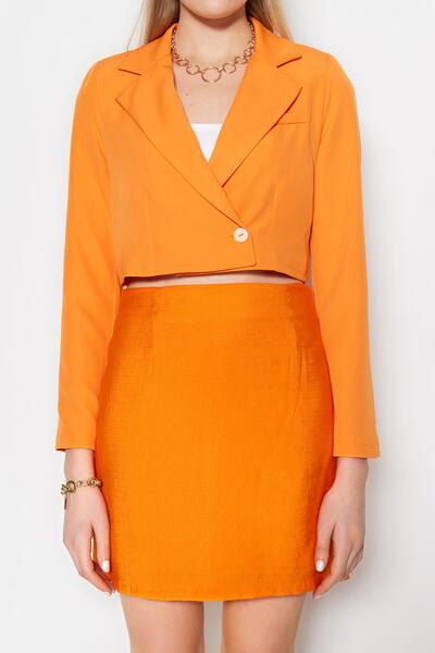 Trendyol Collection Pomarańczowa marynarka z podszewką i podszewką TWOAW22CE0086