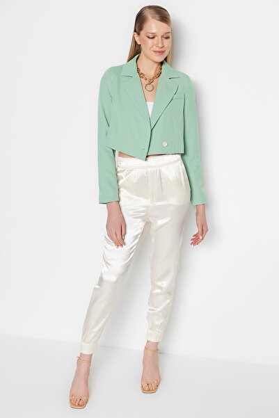 Trendyol Collection Green Crop szőtt bélelt blézer dzseki TWOAW22CE0086