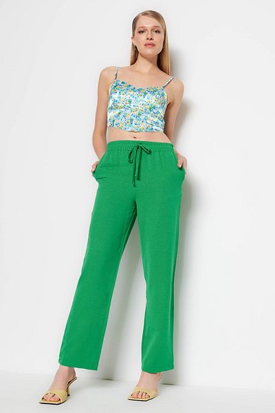 Trendyol Collection Grüne gewebte Bindehose TWOSS23PL00032
