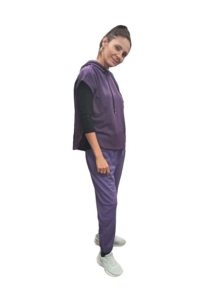 HNS Mrq Bottom Detail Hooded Vest St04615-purple-m