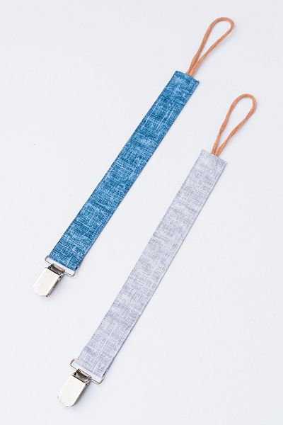MyVera Blue Melted - Gray Melted Pacifier Strap Set - Pacifier Chain Set of 2 - 100% Cotton Fabric
