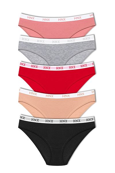 HNX Chiloți elastici din bumbac jacquard, 5 piese, pentru femei