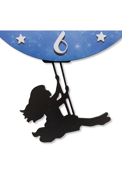 CajuArt Swinging Wooden Pendulum Night Swing Girl Wall Clock