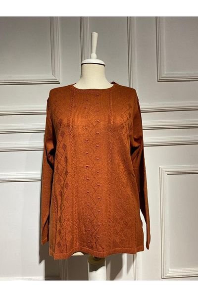 FATELLA Mother Women's Winter Round Collar Mother's Day Single Color Comfortable Fit Knitwear Sweater
