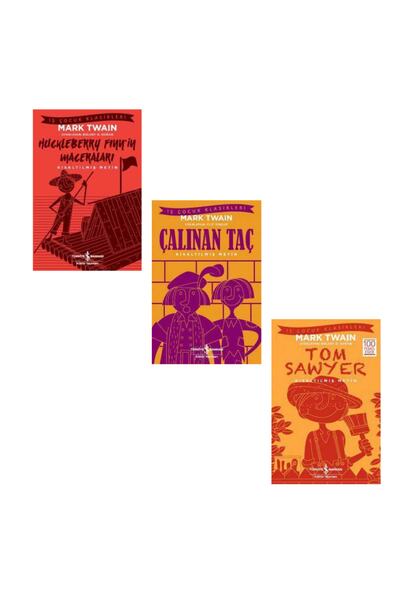 TÜRKİYE İŞ BANKASI KÜLTÜR YAYINLARI Mark Twain 3 Kitap Set ( Huckleberry Finn’in Maceraları - Çalınan Taç - Tom Sawyer ) 1.-5. Sınıflar