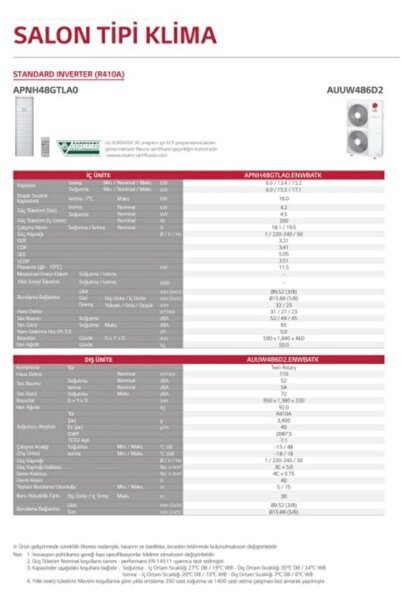 LG Ap-h48gtla0 Inverter Salon Tipi Klima 48000 Btu