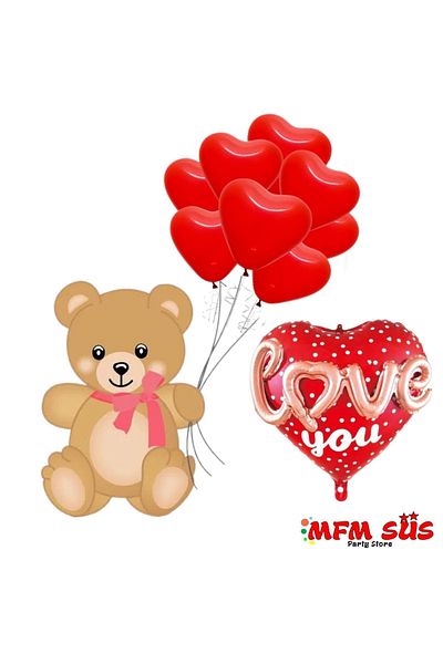 MFM Moda مجموعة بالونات MFM Party Love You Foil Love Surprise