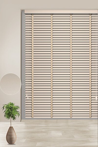 TechstorPerde Krem Ahşap Polywood Jaluzi Perde
