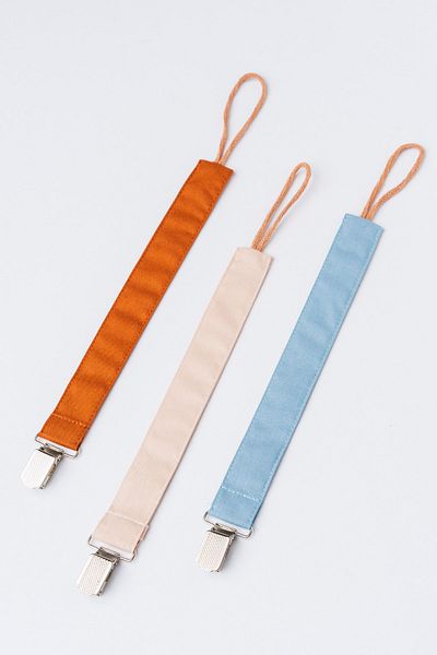 MyVera Tan - Beige - Indigo Pacifier Strap Set - 3-Piece Pacifier Chain Set