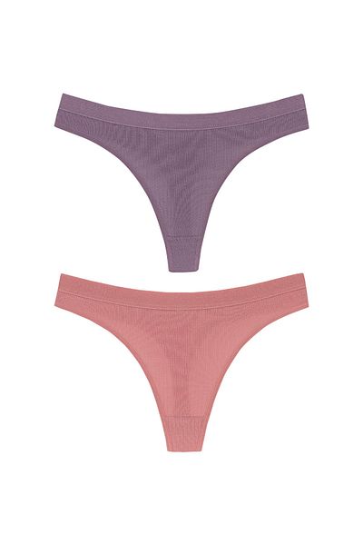 HNX Set of 2 Corded Cotton Women's Thong Panties