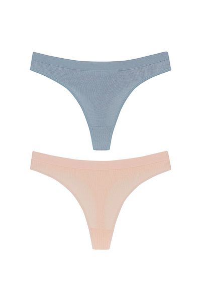 HNX Set of 2 Corded Cotton Women's Thong Panties