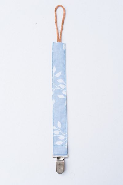 MyVera Blue Leaf Pacifier Strap - Fabric Cotton Laced Pacifier Chain - Pacifier Holder