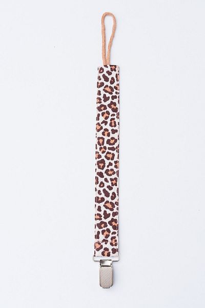 MyVera Leopard Pacifier Strap - Fabric Cotton Laced Pacifier Chain - Pacifier Holder