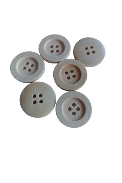 hobim42 Natural Wooden Button 6 Pieces 3 Cm Wooden Button