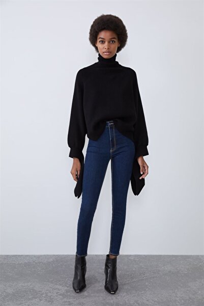 Trn JNS Наташа Темно-сині джинси з високою талією, еластичні, облягаючі, з вузькими штанинами, що підтягують фігуру