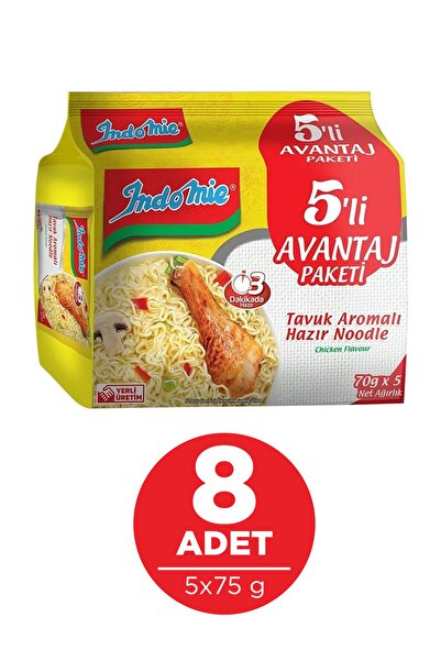İndomie Hazır Noodle Tavuklu 75gr X 5 Li Avantaj Paket X 8 Adet
