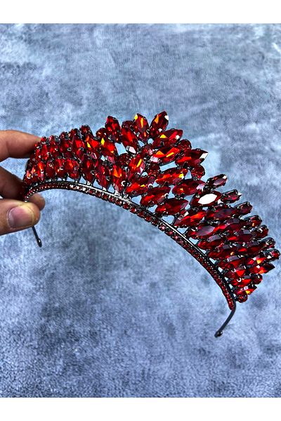 Hobigram Model Angelina din piatră de cristal burgundă Henna și coroană de mireasă – bentiță, design elegant, accesoriu pentru femei