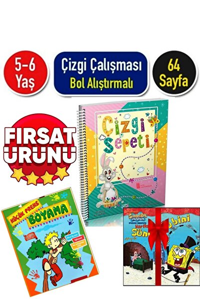 Ata Yayıncılık 1.sınıfa Hazırlık Çizgi Çalışmaları Alfabe Boyama Süngerbob Hi...