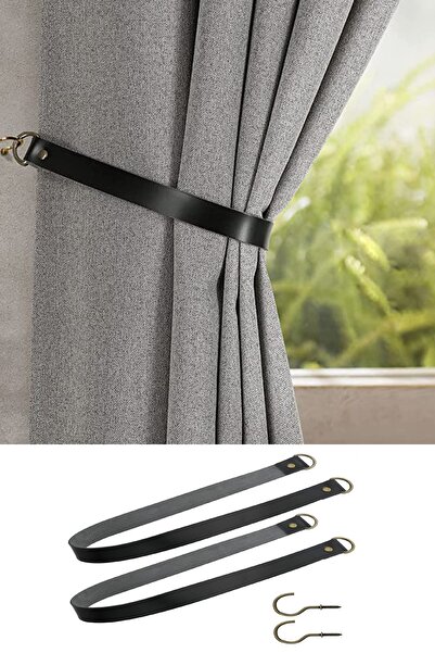 UTKU TASARIM Fon Perde Toparlayıcı Dekoratif 2'li Tül Güneşlik Deri Perde Bağ...